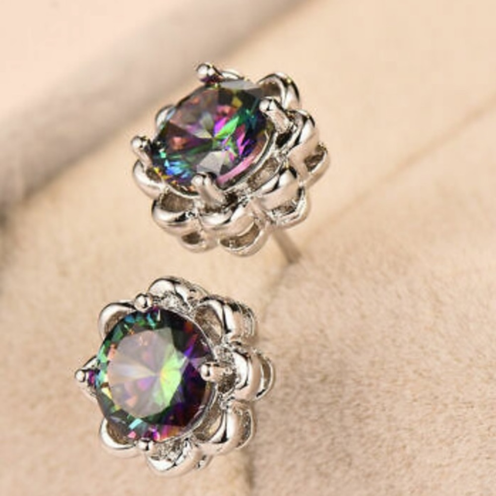 New Sterling silver flowers rainbow 🌈 earrings